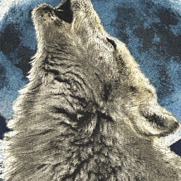 Vintage Jerzees Lone Wolf Moon Graphic Sweatshirt Size L Navy - Picture 12 of 13